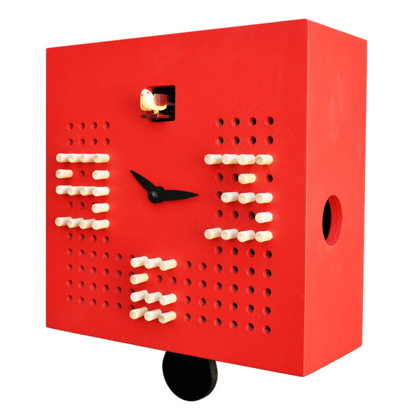 'Cucu Solitario' Cuckoo Clock (OrangeRed) by Pirondini Cuckoo