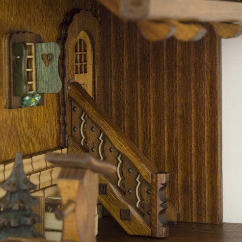  Cuckoo Clock - Chalet 8-day '2014 winner cuckoo clock of the year' musical cuckoo clock with moving lovers, mill-wheel, deer, pig, belfry bell tower, and dancers 58cm by Hönes - Cuckoo Collections