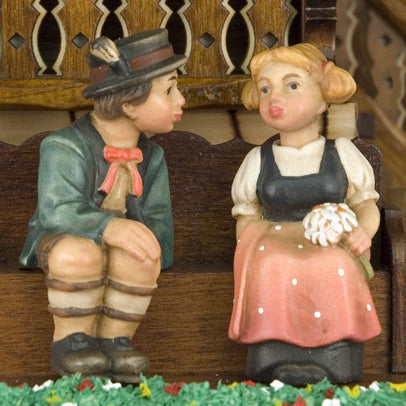  Cuckoo Clock - Chalet 8-day '2014 winner cuckoo clock of the year' musical cuckoo clock with moving lovers, mill-wheel, deer, pig, belfry bell tower, and dancers 58cm by Hönes - Cuckoo Collections