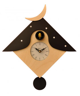  Cuckoo Clock - 'Cucu Otranto' Cuckoo Clock (Natural Wood & Black) by Pirondini - Cuckoo Collections