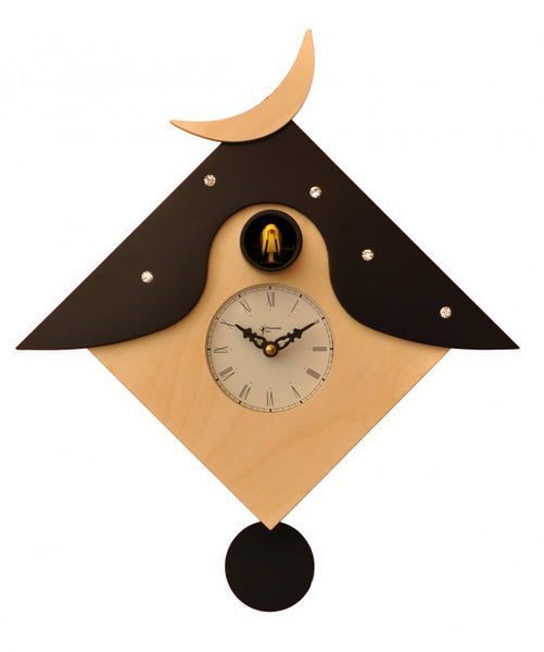  Cuckoo Clock - 'Cucu Otranto' Cuckoo Clock (Natural Wood & Black) by Pirondini - Cuckoo Collections