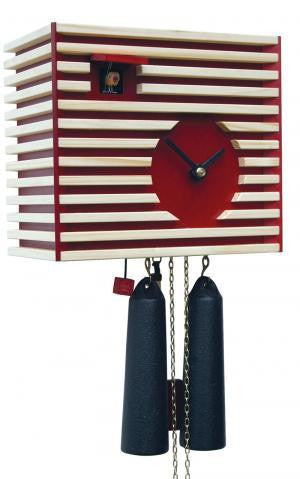  Cuckoo Clock - 'PM Bauhaus' Modern Art Style Cuckoo Clock 8-day movement (Red) by Rombach & Haas - Cuckoo Collections