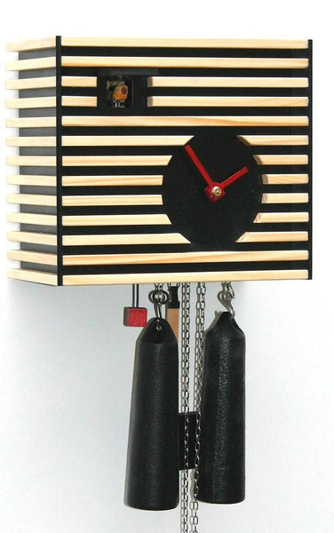  Cuckoo Clock - 'PM Bauhaus' Modern Art Style Cuckoo Clock 1-day movement (Black) by Rombach & Haas - Cuckoo Collections