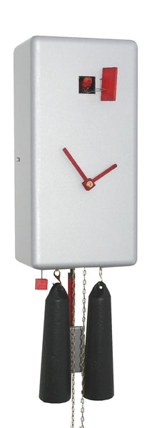  Cuckoo Clock - 'Classic Angular' Modern Art Style Cuckoo Clock 1 day movement (Silver) by Rombach & Haas - Cuckoo Collections