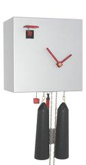  Cuckoo Clock - 'Cube' Modern Art Style Cuckoo Clock 1 day movement (Silver) by Rombach & Haas - Cuckoo Collections
