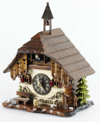 Chalet-style Black Forest battery-powered musical Table cuckoo clock 22 cm by Engstler