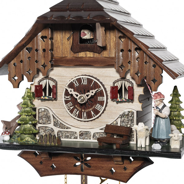 Chalet Style Black Forest 1-day cuckoo clock with moving bell ringer 33 cm by Engstler