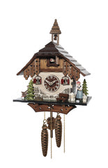 Chalet Style Black Forest 1-day cuckoo clock with moving bell ringer 33 cm by Engstler