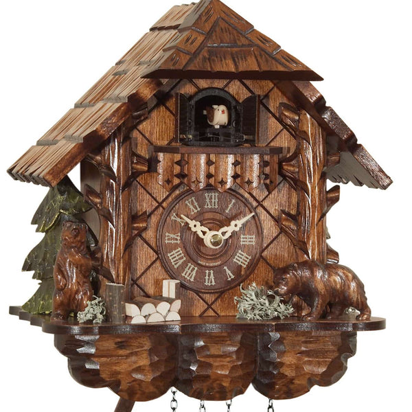 Chalet-style Black Forest battery-powered cuckoo clock with bears 25.5 cm by Engstler