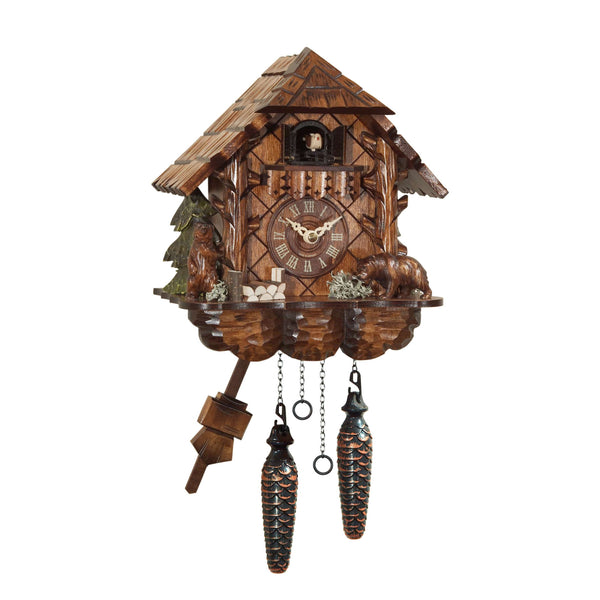 Chalet-style Black Forest battery-powered cuckoo clock with bears 25.5 cm by Engstler