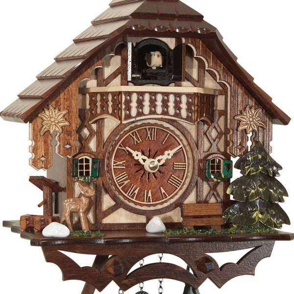 Chalet-style Black Forest battery-powered cuckoo clock with deer 25.5 cm by Engstler
