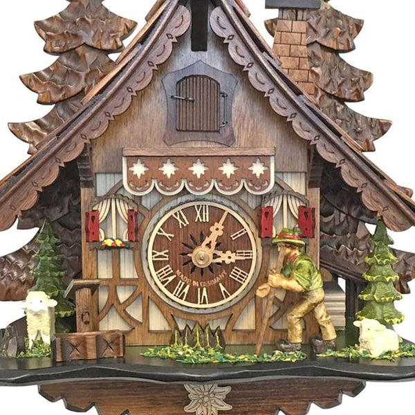 Chalet Style Black Forest 1-day cuckoo clock with moving mountain wand ...