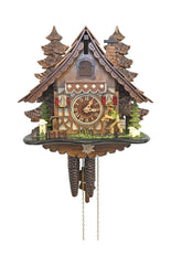 Chalet Style Black Forest 1-day cuckoo clock with moving mountain wanderer 28 cm by Engstler