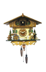 Chalet Style Black Forest 1-day cuckoo clock with moving wood cutter with music 25 cm by Engstler