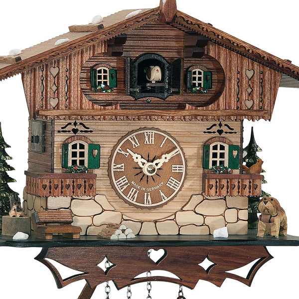 Chalet-style Black Forest battery-powered cuckoo clock with dog 25 cm by Engstler