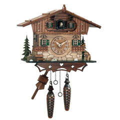 Chalet-style Black Forest battery-powered musical cuckoo clock with dog 25 cm by Engstler