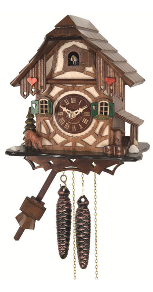 Chalet-style Black Forest battery-powered musical cuckoo clock with deer 23 cm by Engstler