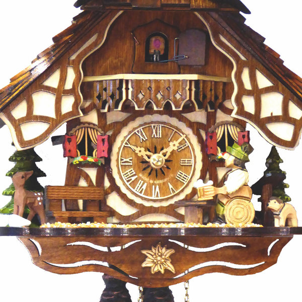 Chalet Style Black Forest 1-day cuckoo clock with moving beer drinker 27 cm by Engstler