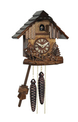 Chalet Style Black Forest 1-day cuckoo clock with hand-carved horses 21 cm by Engstler