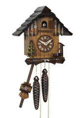 Chalet Style Black Forest 1-day cuckoo clock with hand-painted flowers 20 cm by Engstler