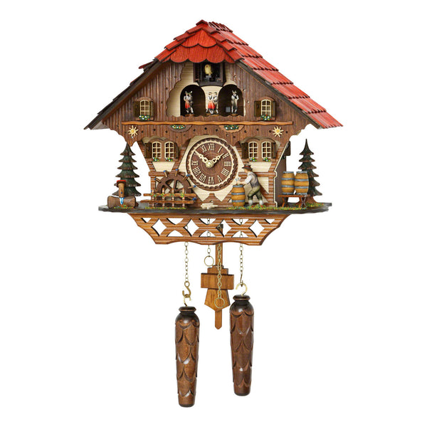  Cuckoo Clock - Chalet quartz cuckoo clock with moving beer drinker & mill wheel with music 31 cm by Trenkle Uhren - Cuckoo Collections