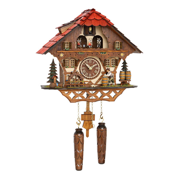  Cuckoo Clock - Chalet quartz cuckoo clock with moving beer drinker & mill wheel with music 31 cm by Trenkle Uhren - Cuckoo Collections