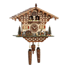  Cuckoo Clock - Chalet style quartz cuckoo clock with moving wood chopper & mill wheel with music by Trenkle Uhren - Cuckoo Collections