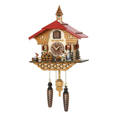  Cuckoo Clock - Chalet quartz cuckoo clock with moving beer drinker and mill wheel with music 30 cm by Trenkle Uhren - Cuckoo Collections