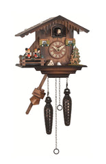 Chalet-style Black Forest battery-powered musical cuckoo clock with moving dancers 19 cm by Engstler