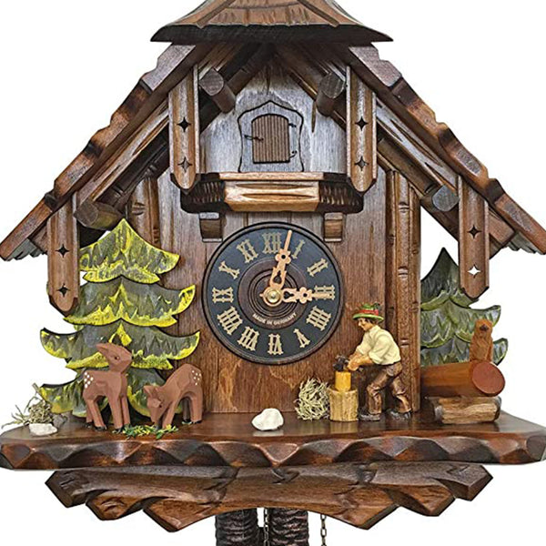 Chalet style 8-day Black Forest cuckoo clock with moving wood-chopper 30 cm by Engstler