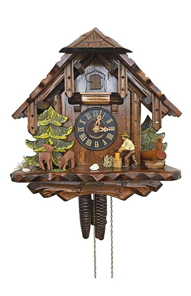 Chalet style 8-day Black Forest cuckoo clock with moving wood-chopper 30 cm by Engstler