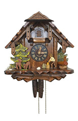Chalet Style Black Forest 1-day cuckoo clock with moving wood cutter 30 cm by Engstler