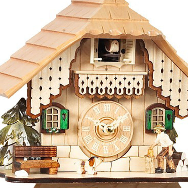 Chalet-style Black Forest battery-powered cuckoo clock with wood-chopper 29 cm by Engstler