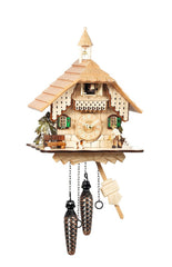 Chalet-style Black Forest battery-powered musical cuckoo clock with wood-chopper and music 29 cm by Engstler
