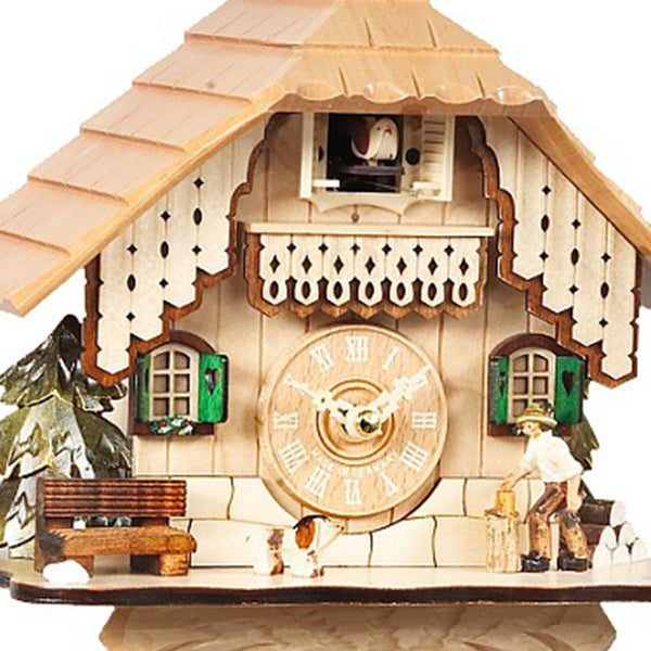 Chalet Style Black Forest 1-day cuckoo clock with moving wood cutter 29 cm by Engstler