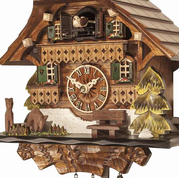 Chalet-style Black Forest battery-powered musical cuckoo clock 24 cm by Engstler