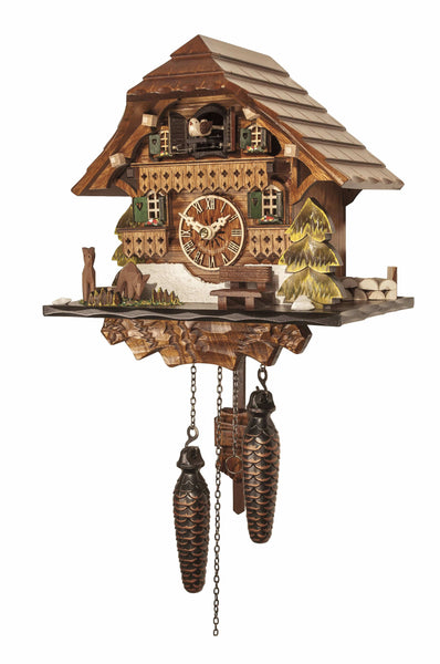 Chalet-style Black Forest battery-powered musical cuckoo clock 24 cm by Engstler