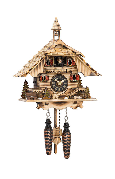 Chalet-style Black Forest battery-powered cuckoo clock with bell tower 31 cm by Engstler