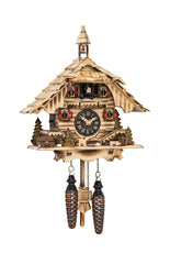 Chalet-style Black Forest battery-powered musical cuckoo clock with bell tower 31 cm by Engstler