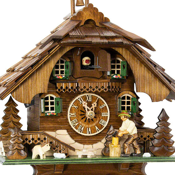 Chalet style 8-day Black Forest cuckoo clock with moving wood-chopper 31 cm by Engstler
