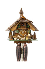 Chalet Style Black Forest 1-day cuckoo clock with moving wood cutter 31 cm by Engstler