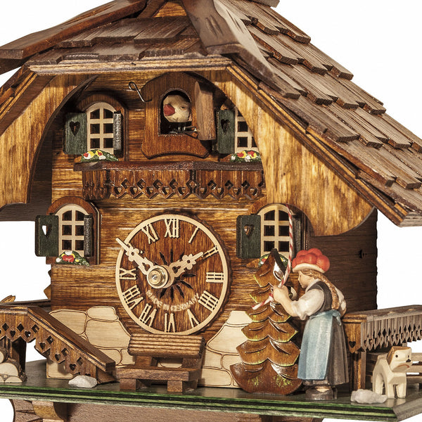 Chalet Style Black Forest 1-day cuckoo clock with moving bell tower ringer 31 cm by Engstler