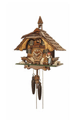Chalet Style Black Forest 1-day cuckoo clock with moving bell tower ringer 31 cm by Engstler