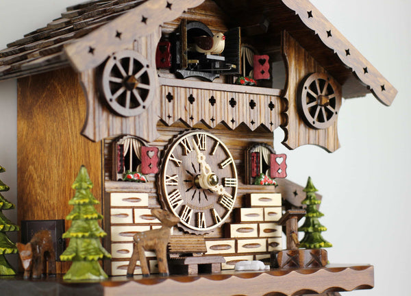  Cuckoo Clock - Chalet-style Black Forest battery-powered cuckoo clock with deer 26 cm by Engstler - Cuckoo Collections