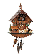 Chalet Style Black Forest 1-day musical cuckoo clock with moving wood cutter, moving dancers 35 cm by Engstler