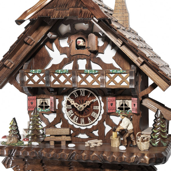Chalet style 8-day Black Forest cuckoo clock with moving wood-chopper 43 cm by Engstler