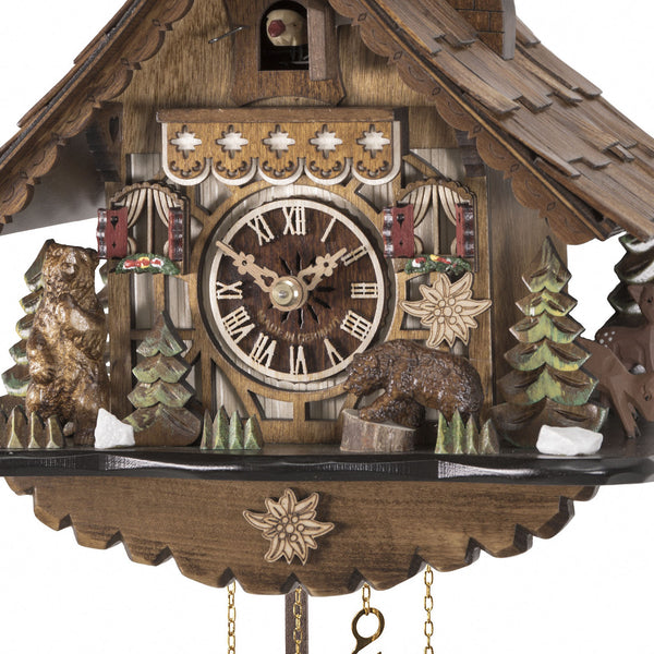 Chalet Style Black Forest 1-day cuckoo clock with bear family 28 cm by Engstler