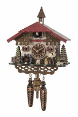 Chalet-style Black Forest battery-powered musical cuckoo clock with moving wood-chopper 23 cm by Engstler