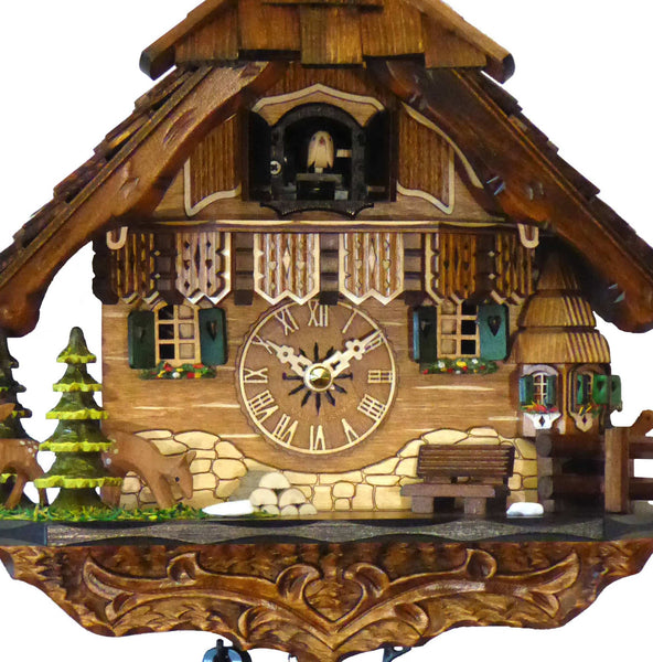  Cuckoo Clock - Chalet-style Black Forest battery-powered cuckoo clock with deer family 25 cm by Engstler - Cuckoo Collections