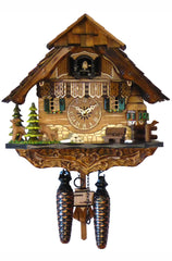  Cuckoo Clock - Chalet-style Black Forest battery-powered cuckoo clock with deer family 25 cm by Engstler - Cuckoo Collections